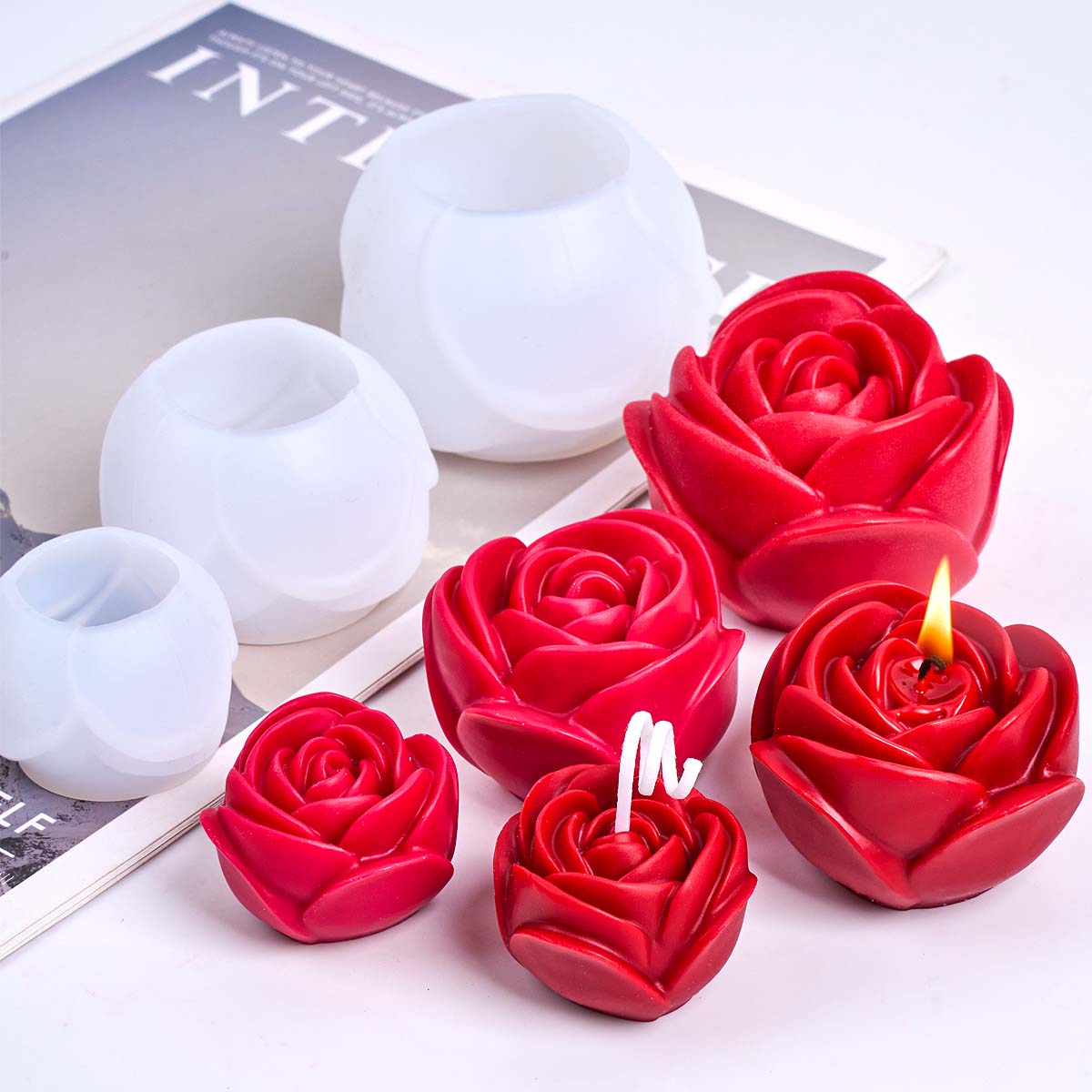 Soap Making Essentials - 3D Flower Shape Silicone Candle Mold