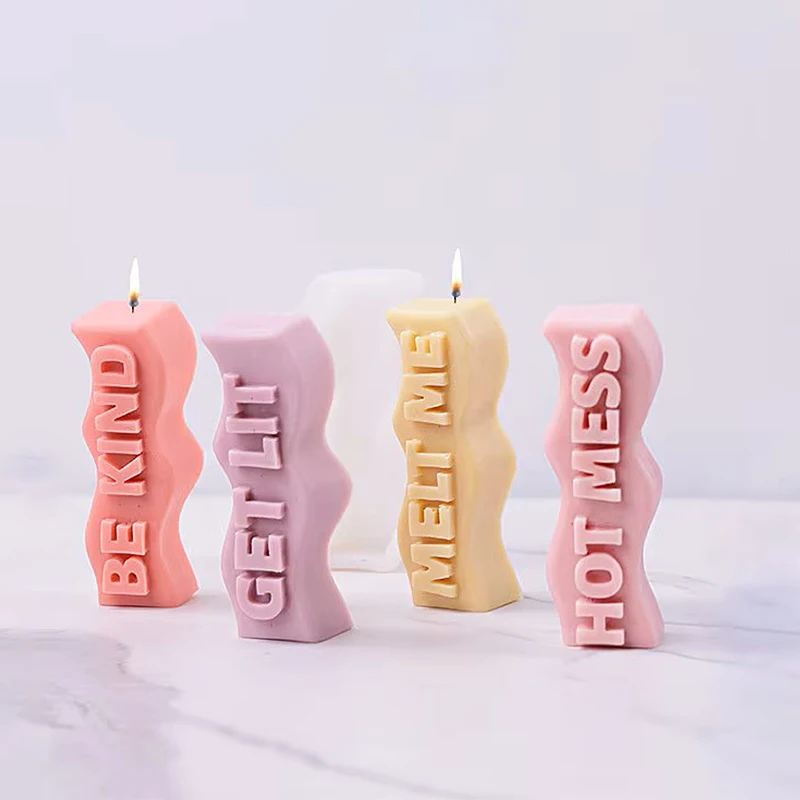 Soap Making Recipes - Wave Letter Slogan Candle Silicone Mold